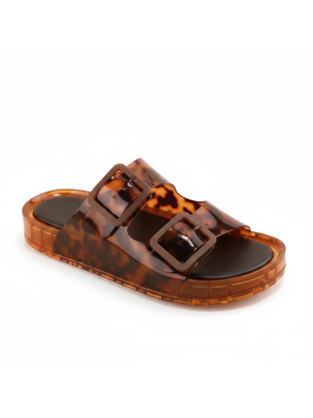Leopard Jelly Double-Buckle Slide Sandals | Trendy Transparent Slides sizes 7-11